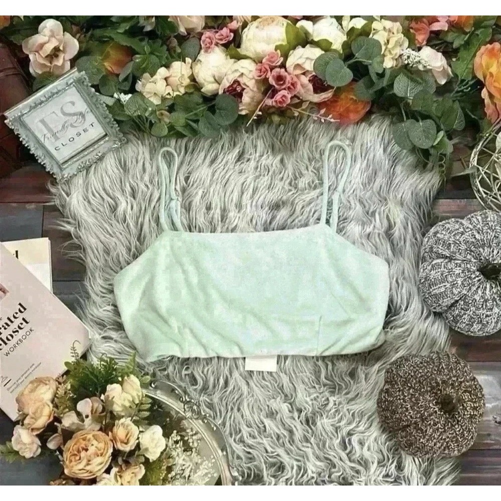 7 for all mankind Green‎ Terry Lounger Crop Top tank Size Medium